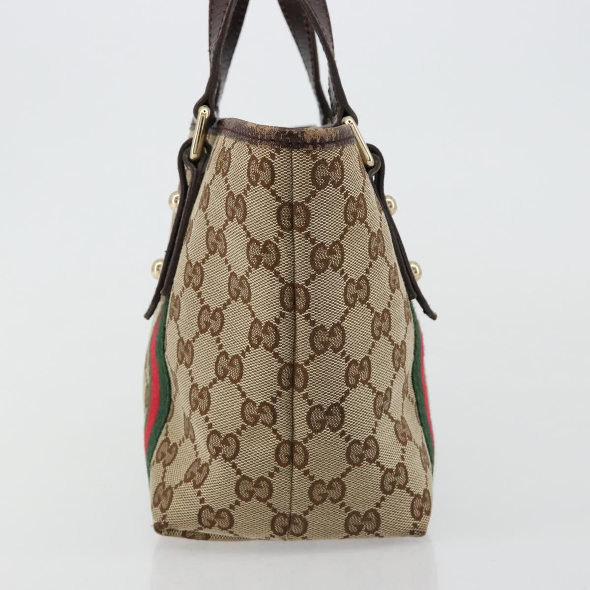 GUCCI GG Canvas Web Sherry Line Hand Bag Beige Gold 139261 Auth 180644