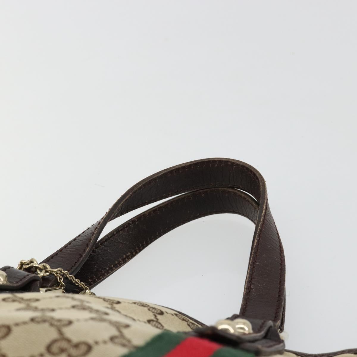 GUCCI GG Canvas Web Sherry Line Hand Bag Beige Gold 139261 Auth 180644
