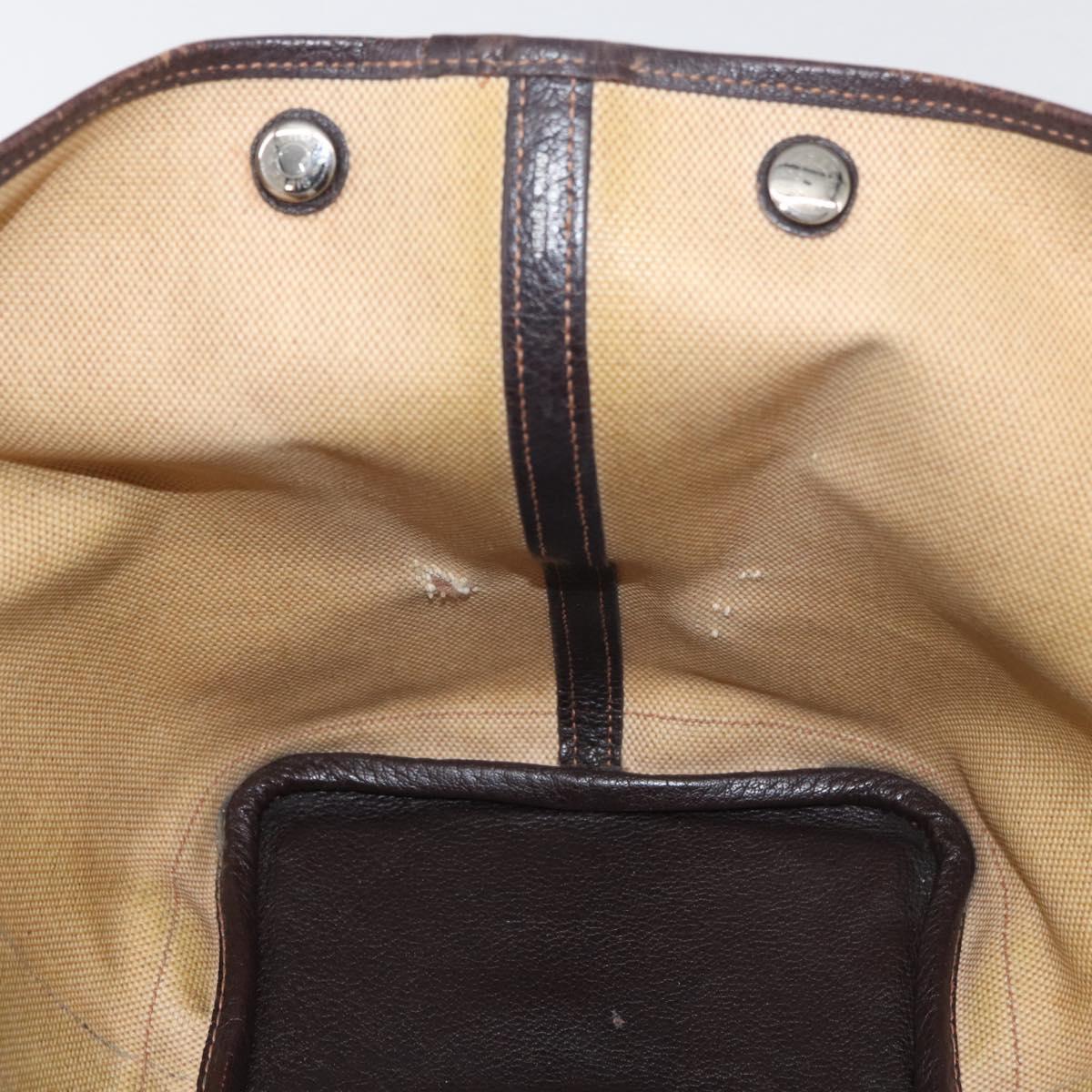 HERMES Tower Ash Garden Party MM Hand Bag Canvas Beige Silver Auth 180653