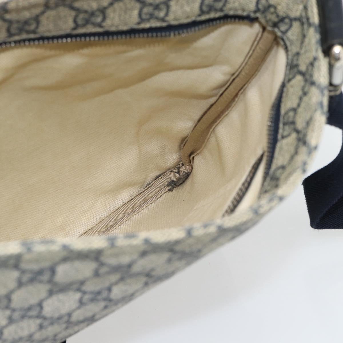GUCCI GG Supreme Shoulder Bag PVC Navy Silver 295257 Auth 180659A