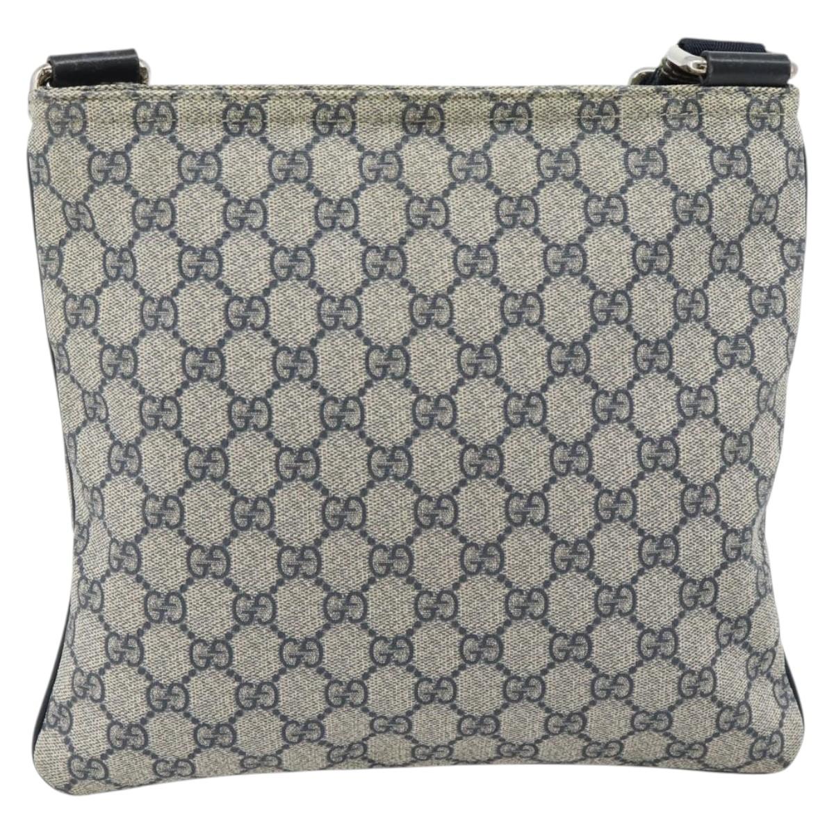 GUCCI GG Supreme Shoulder Bag PVC Navy Silver 295257 Auth 180659A