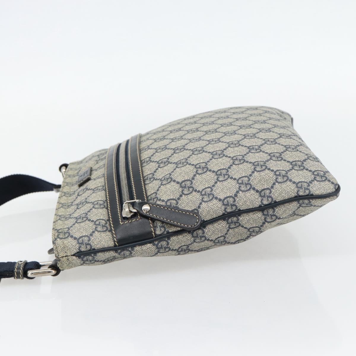 GUCCI GG Supreme Shoulder Bag PVC Navy Silver 295257 Auth 180659A