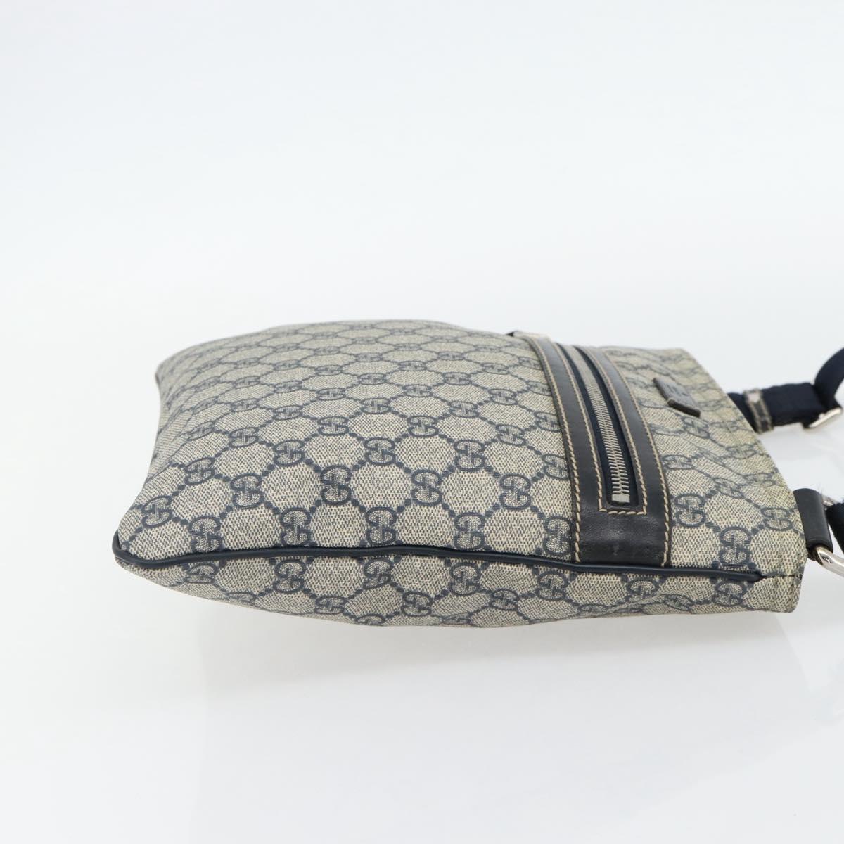 GUCCI GG Supreme Shoulder Bag PVC Navy Silver 295257 Auth 180659A