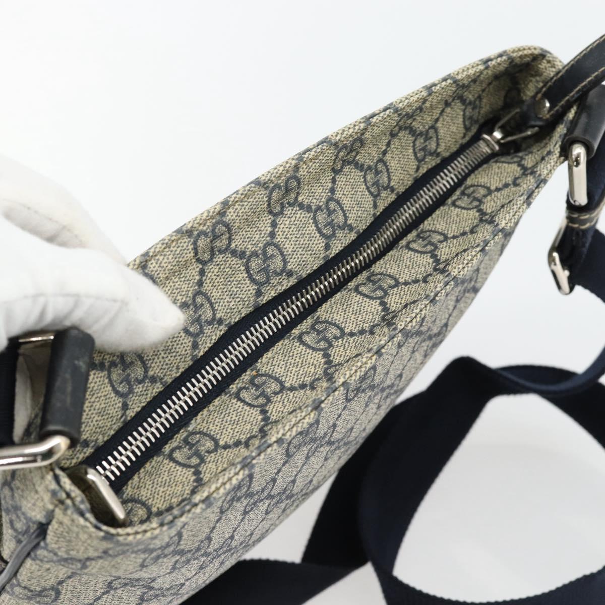 GUCCI GG Supreme Shoulder Bag PVC Navy Silver 295257 Auth 180659A
