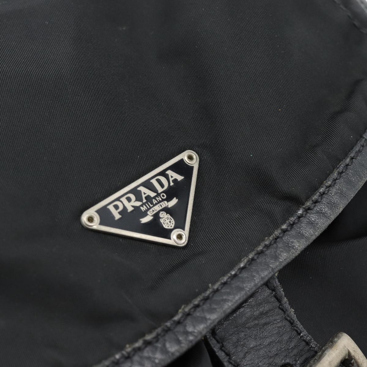 PRADA Backpack Nylon Black Silver Auth 180665A