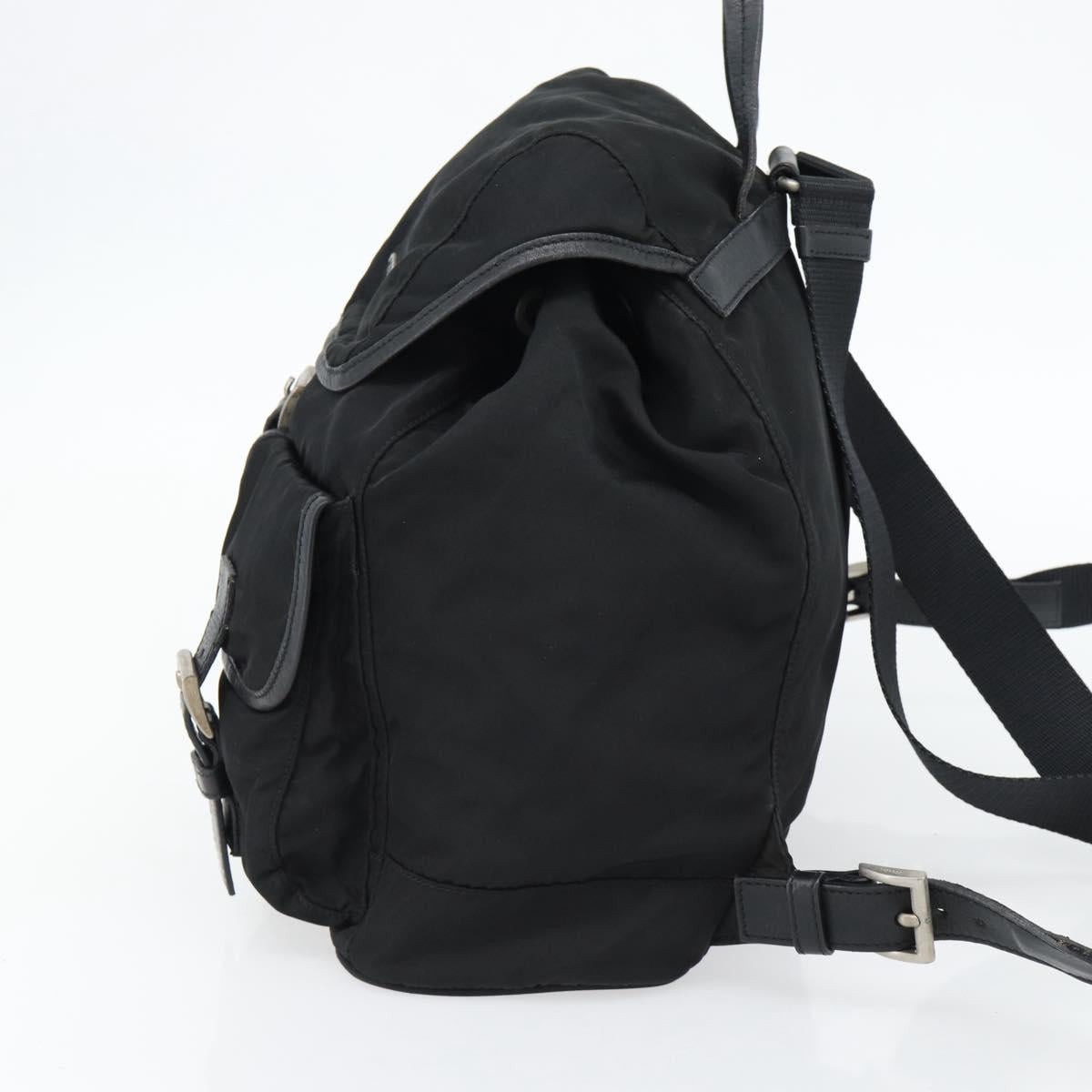 PRADA Backpack Nylon Black Silver Auth 180665A