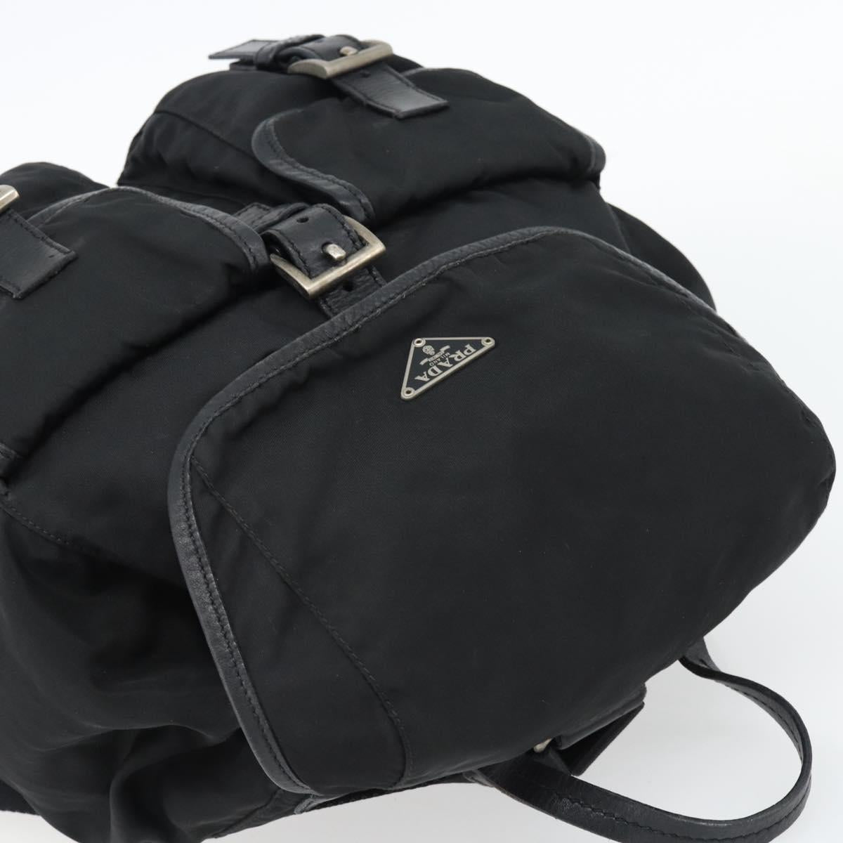 PRADA Backpack Nylon Black Silver Auth 180665A