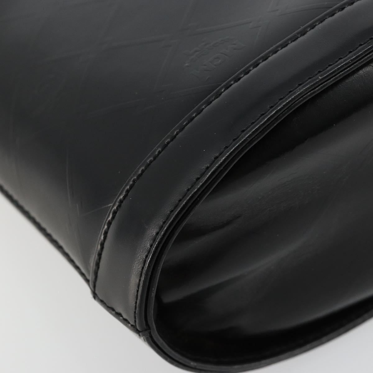 MCM Vicetos Logogram Hand Bag Leather Black Gold Auth 180670