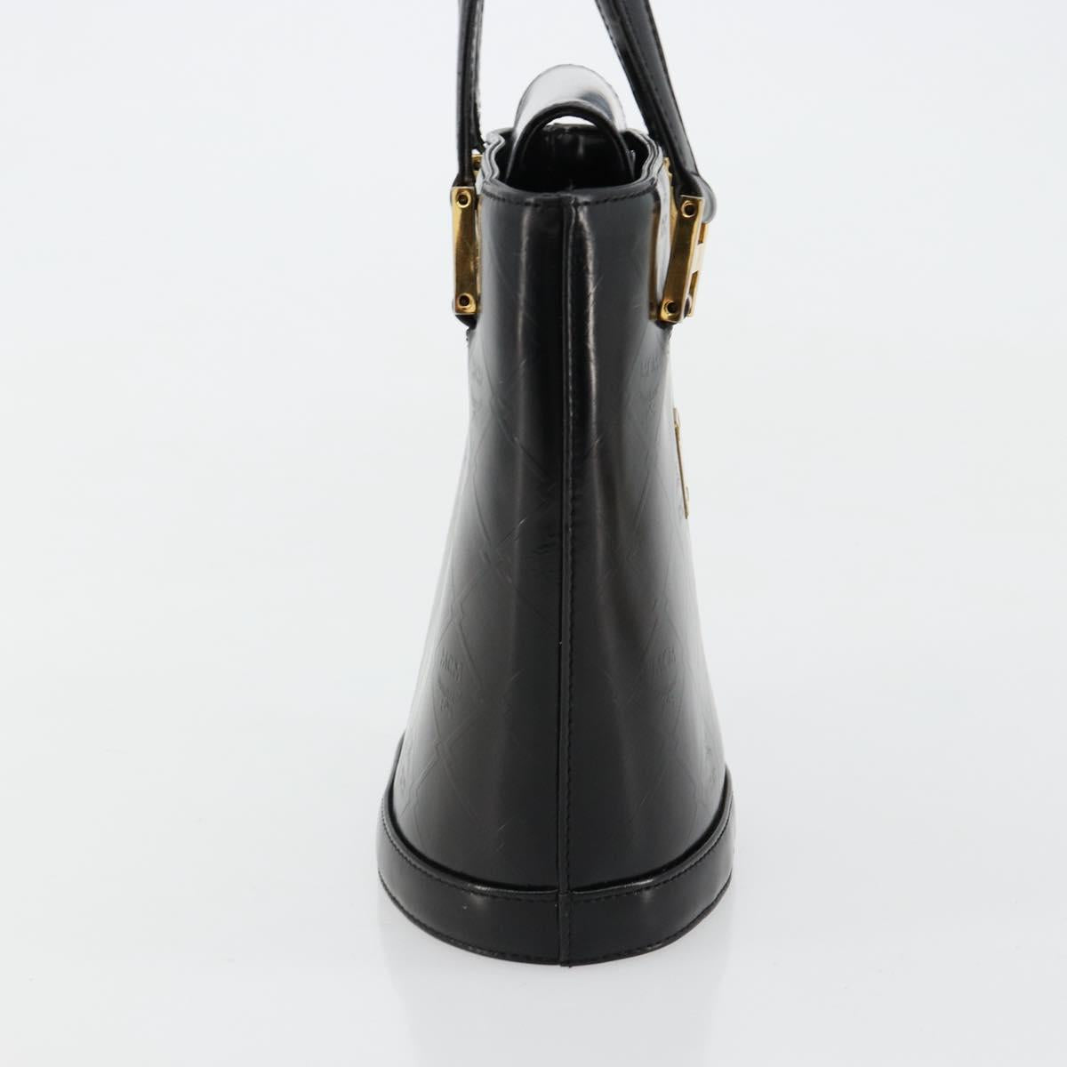 MCM Vicetos Logogram Hand Bag Leather Black Gold Auth 180670