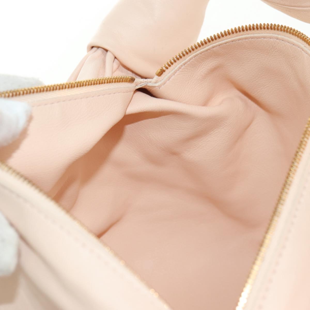 BOTTEGA VENETA Double knot Hand Bag Leather Pink Gold Auth 180673M