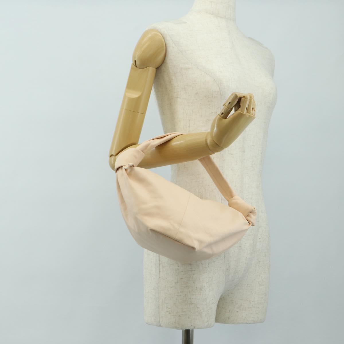 BOTTEGA VENETA Double knot Hand Bag Leather Pink Gold Auth 180673M