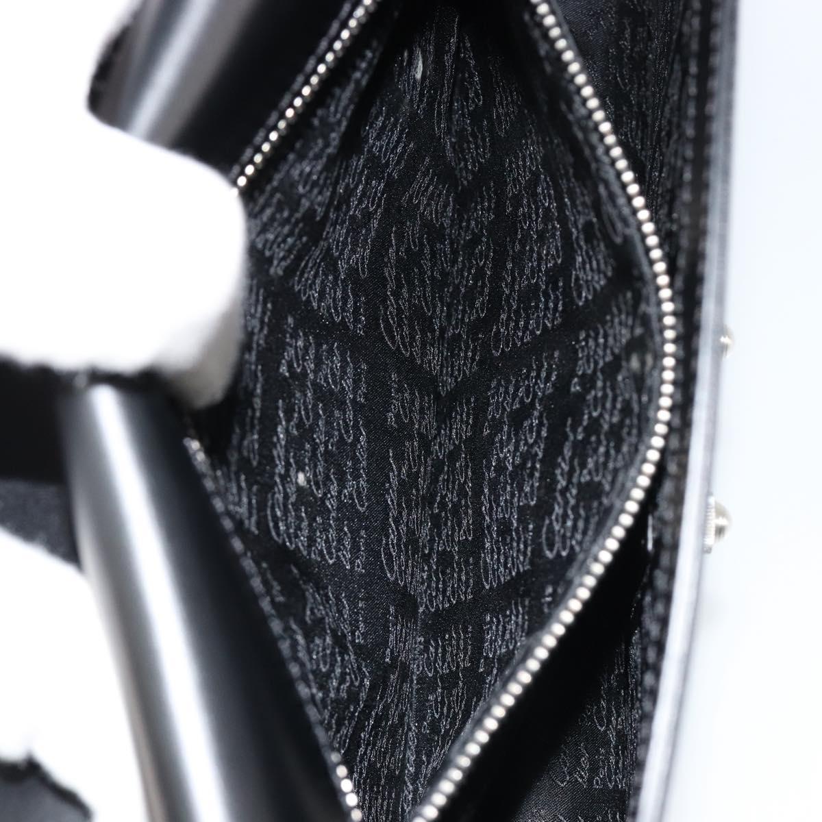 CARTIER Clutch Bag Leather Black Silver Auth 180674A