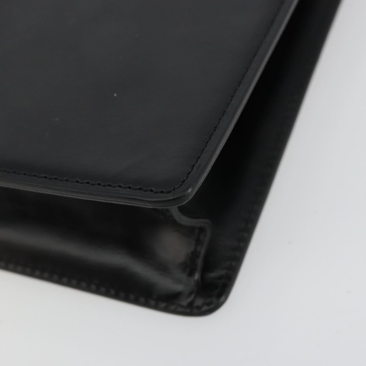 CARTIER Clutch Bag Leather Black Silver Auth 180674A