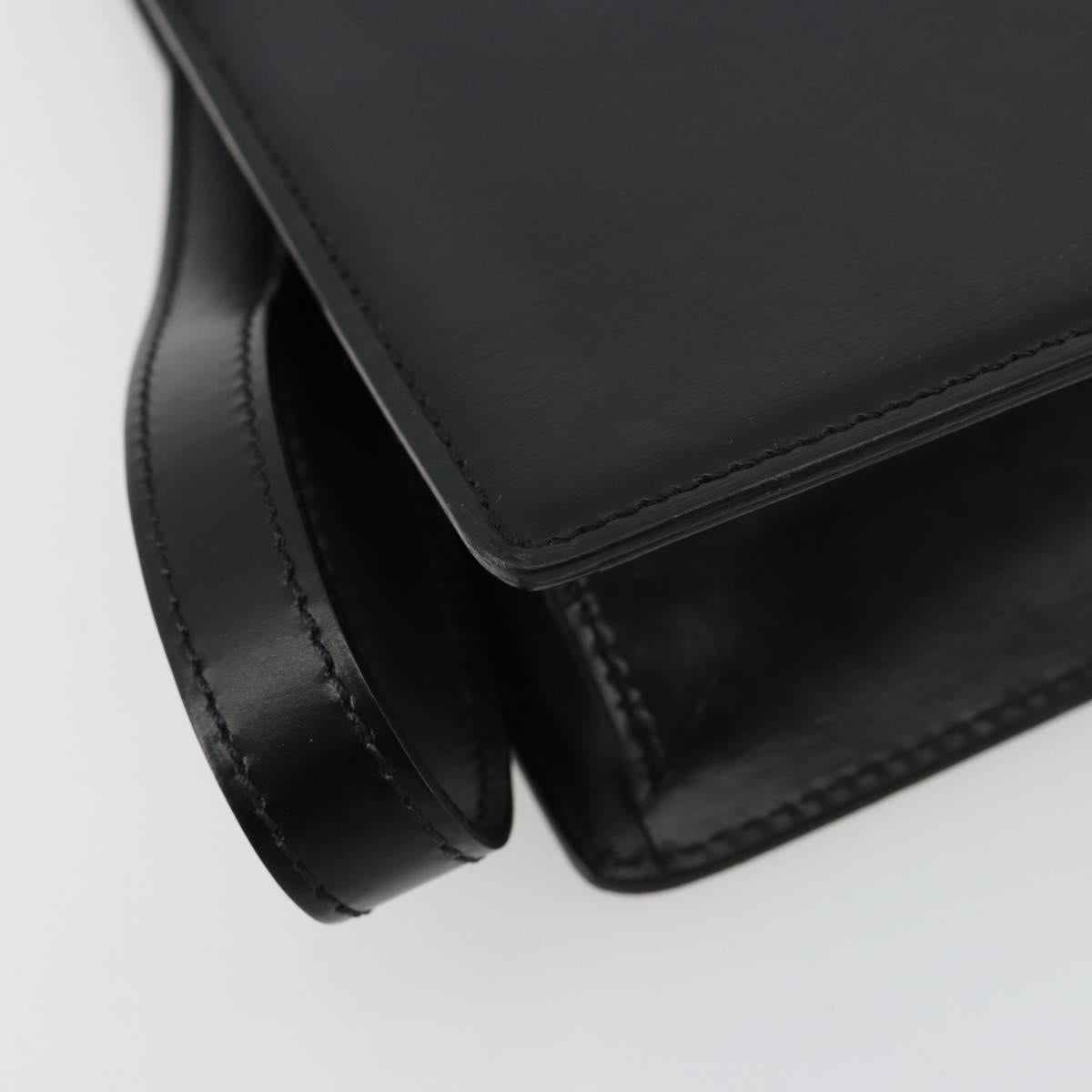 CARTIER Clutch Bag Leather Black Silver Auth 180674A