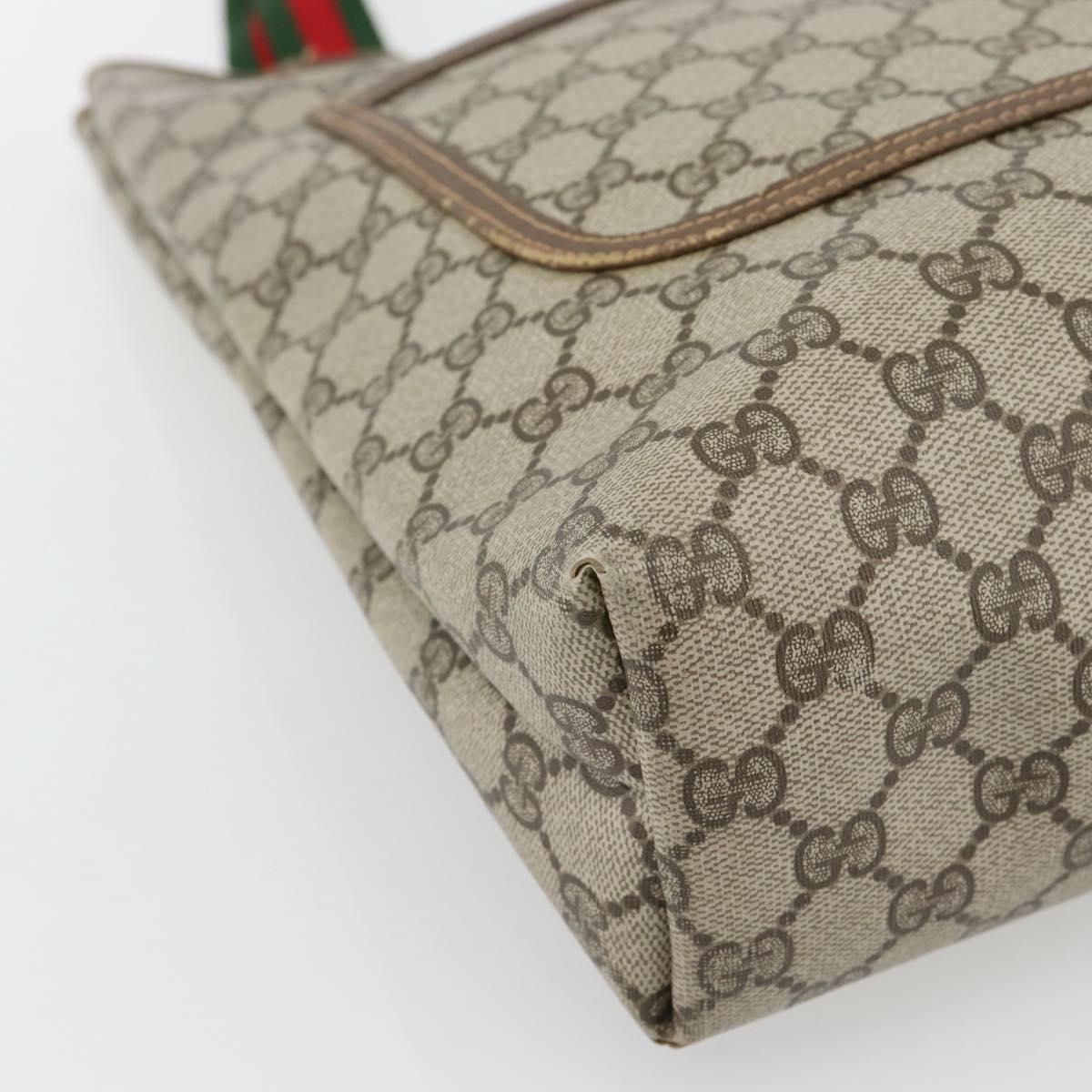 GUCCI GG Supreme Web Sherry Line Tote Bag PVC Beige Red 39 02 003 Auth 180682