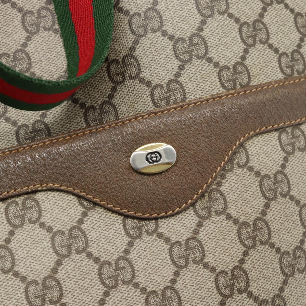 GUCCI GG Supreme Web Sherry Line Tote Bag PVC Beige Red 39 02 003 Auth 180682
