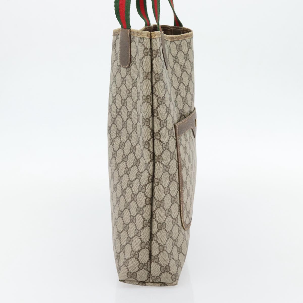 GUCCI GG Supreme Web Sherry Line Tote Bag PVC Beige Red 39 02 003 Auth 180682