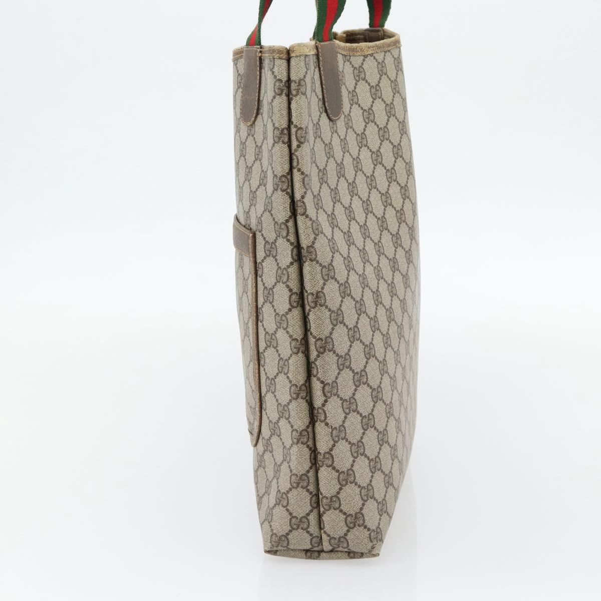 GUCCI GG Supreme Web Sherry Line Tote Bag PVC Beige Red 39 02 003 Auth 180682