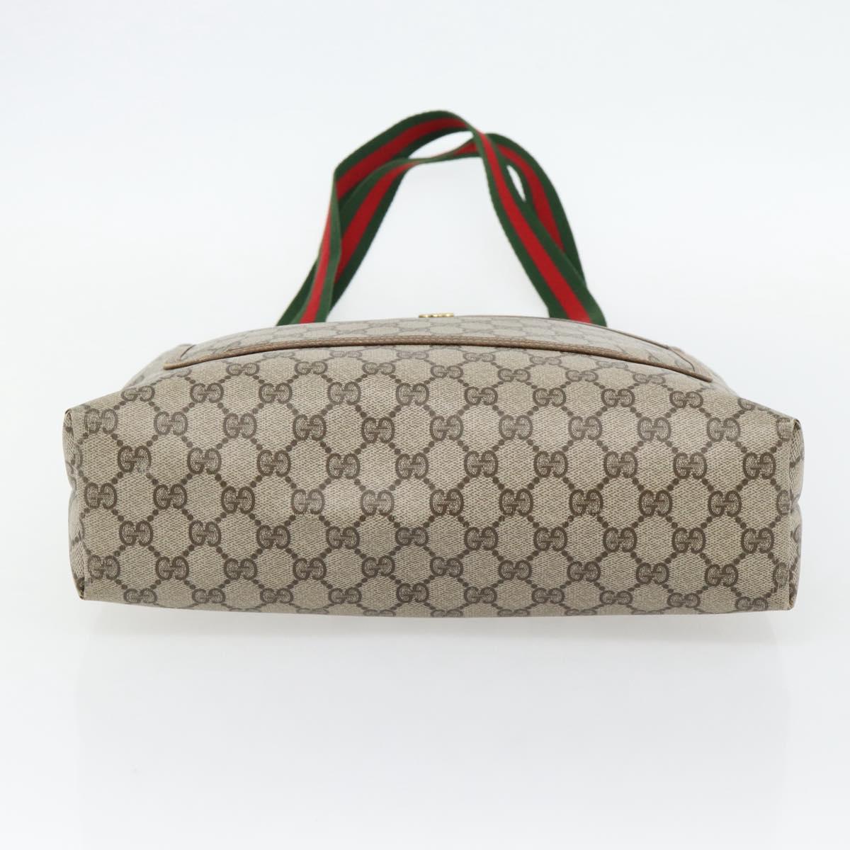 GUCCI GG Supreme Web Sherry Line Tote Bag PVC Beige Red 39 02 003 Auth 180682