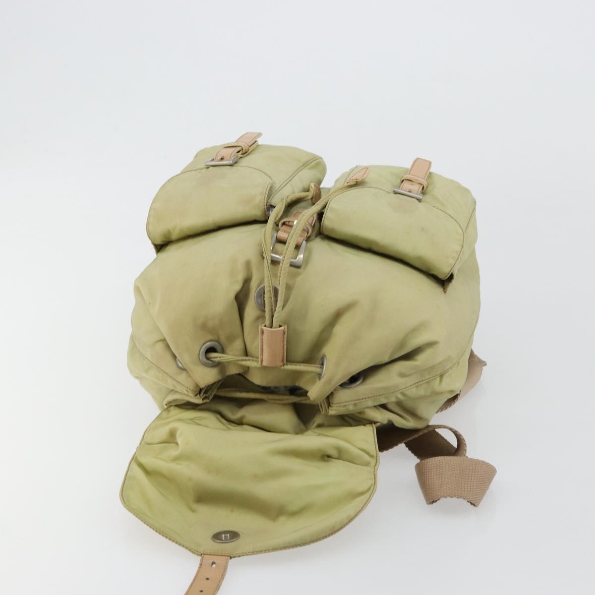 PRADA Backpack Nylon Green Silver Auth 180684