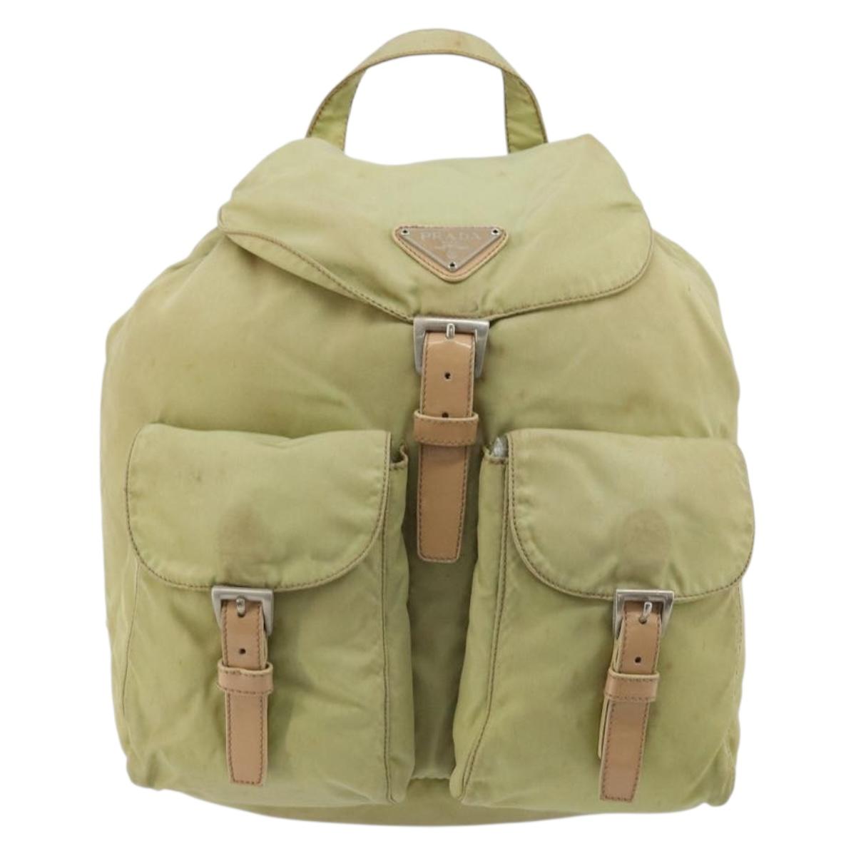 PRADA Backpack Nylon Green Silver Auth 180684
