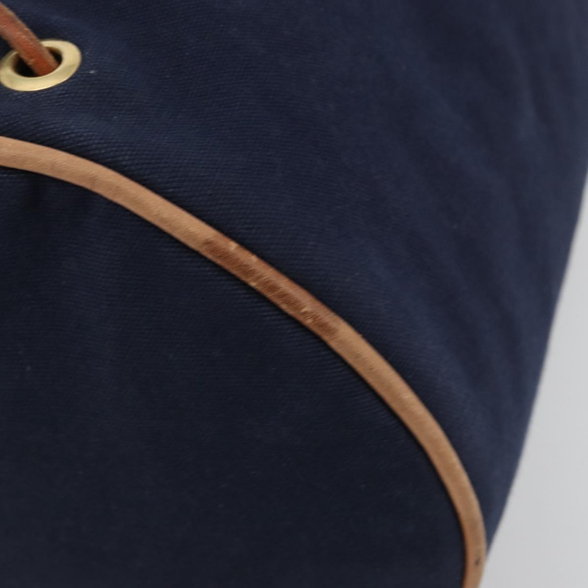 HERMES Purse Porochon Mimill Shoulder Bag Canvas Navy Gold Auth 180685A