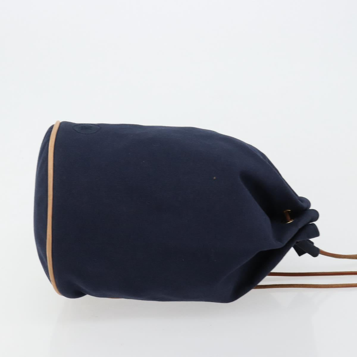HERMES Purse Porochon Mimill Shoulder Bag Canvas Navy Gold Auth 180685A