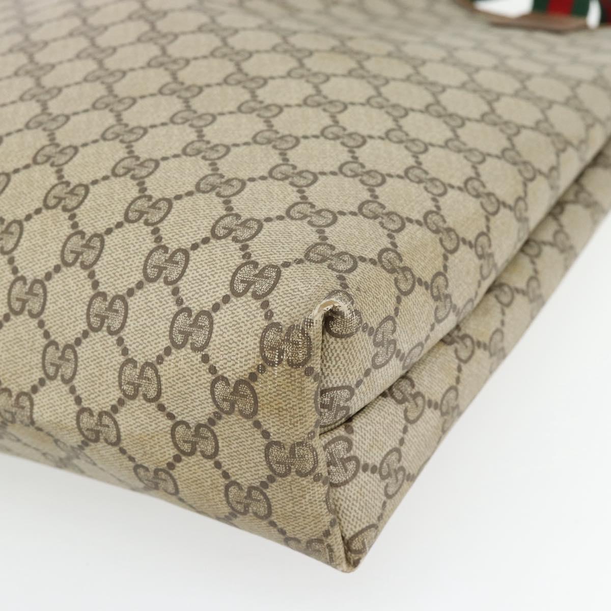 GUCCI GG Supreme Web Sherry Line Tote Bag PVC Beige Red 40 02 003 Auth 180686