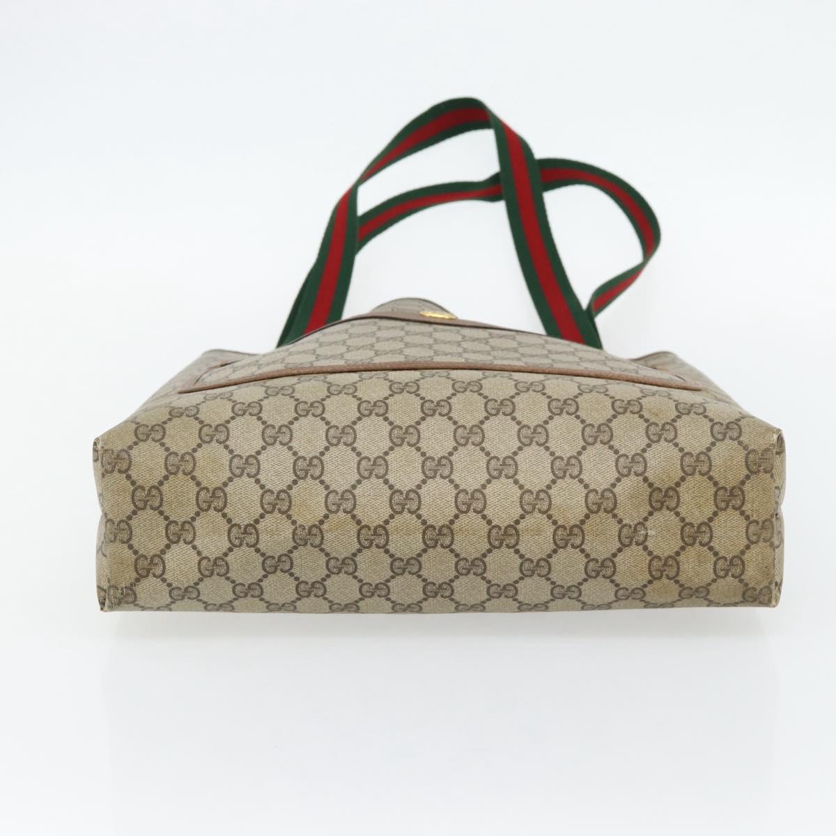GUCCI GG Supreme Web Sherry Line Tote Bag PVC Beige Red 40 02 003 Auth 180686