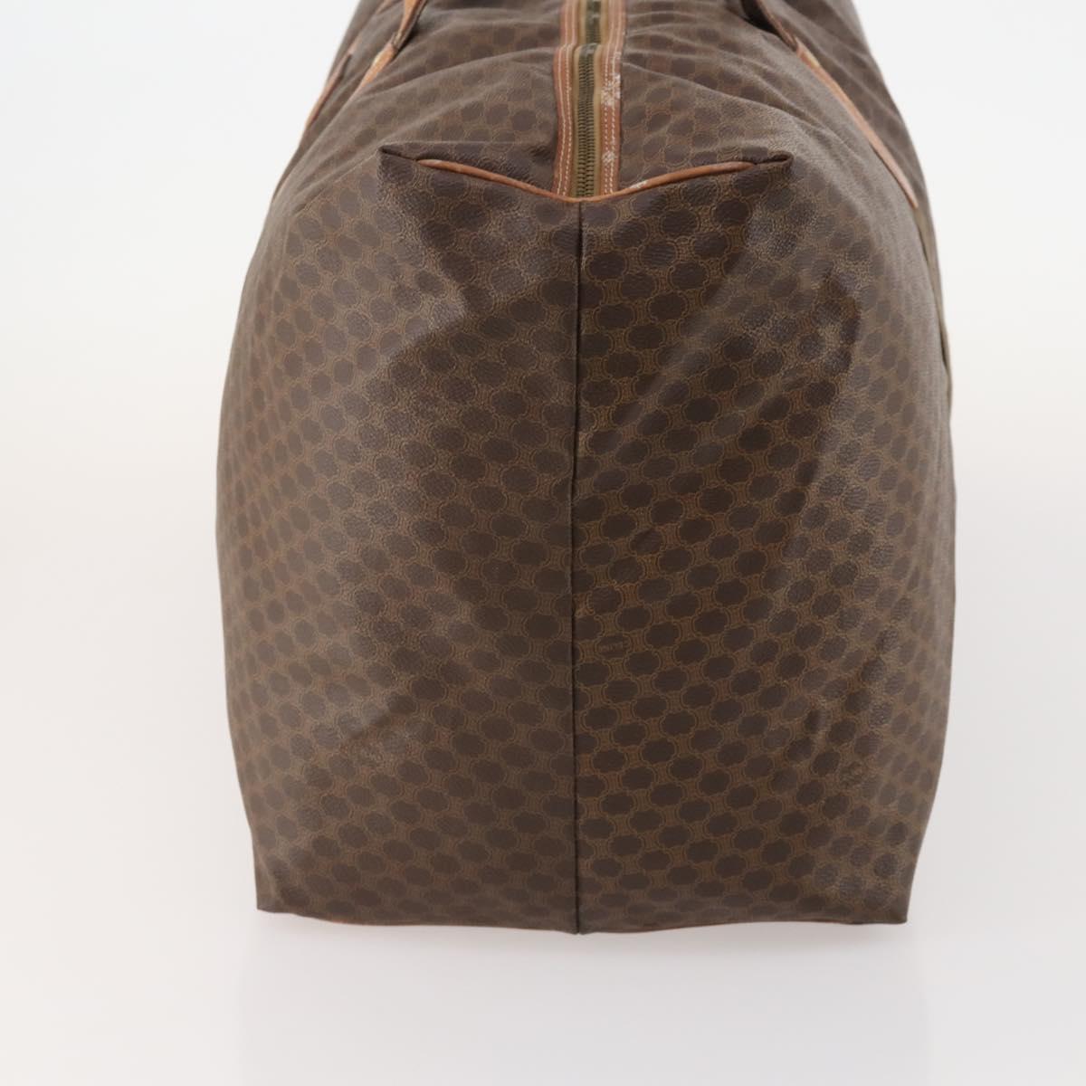 CELINE Macadam Canvas Boston Bag PVC Leather Brown Gold Auth 180687