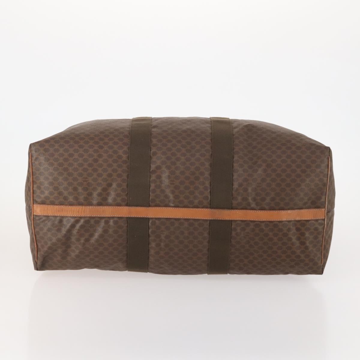 CELINE Macadam Canvas Boston Bag PVC Leather Brown Gold Auth 180687