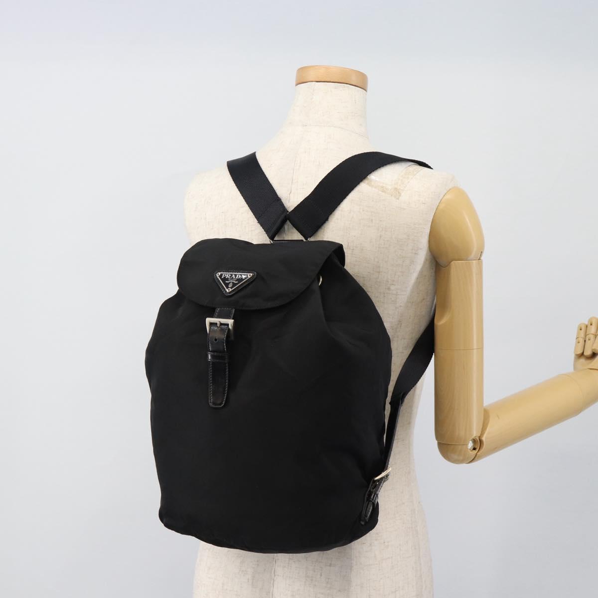 PRADA Backpack Nylon Black Silver Auth 180688A