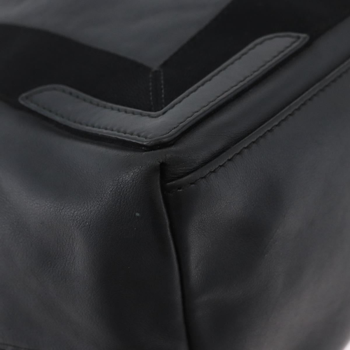 BALENCIAGA Navy Kabas S Tote Bag Leather Black Silver 339933 Auth 180690