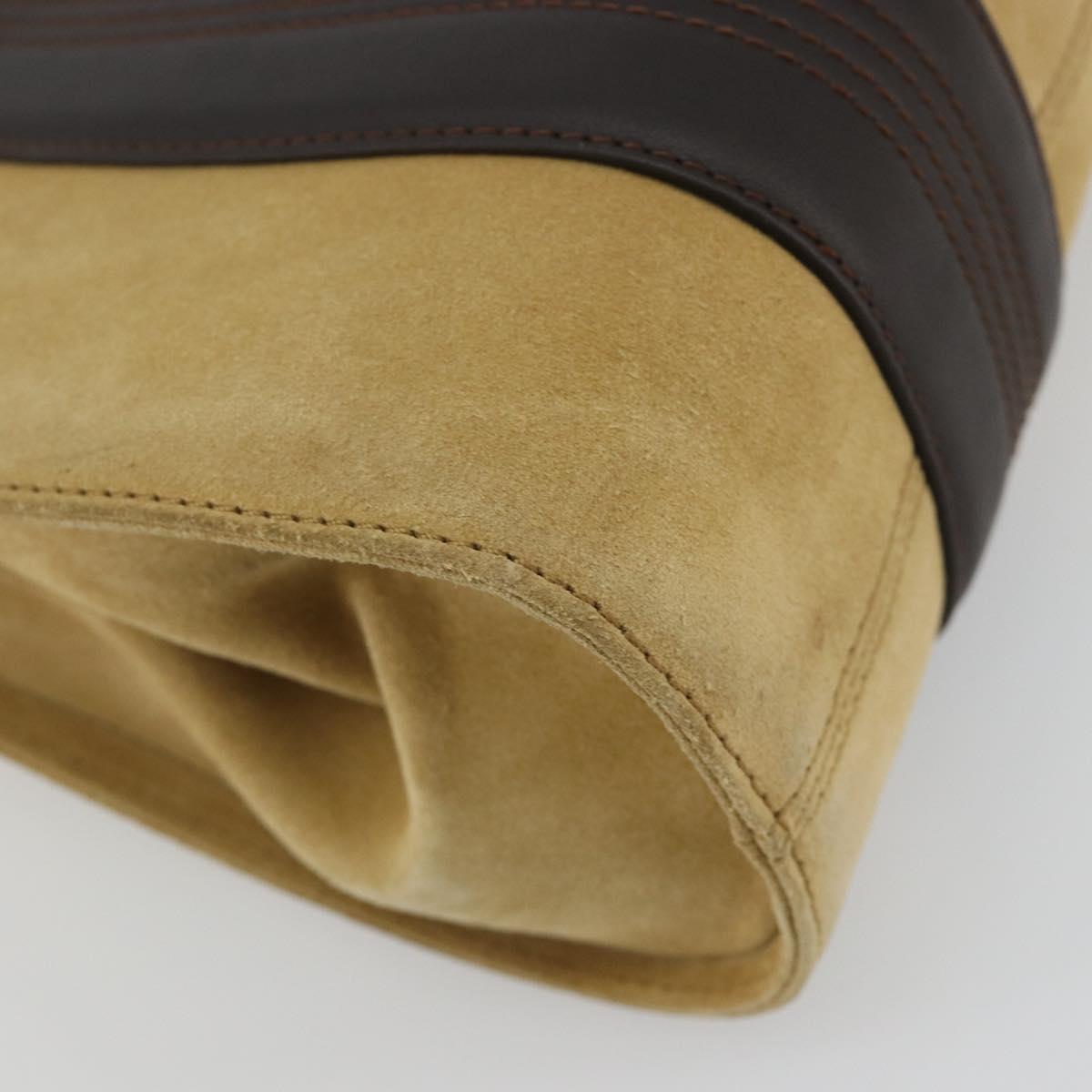LOEWE Anagram Hand Bag Suede Beige Gold Auth 180719A