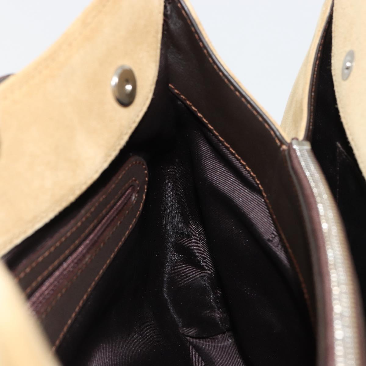 LOEWE Anagram Hand Bag Suede Beige Gold Auth 180719A