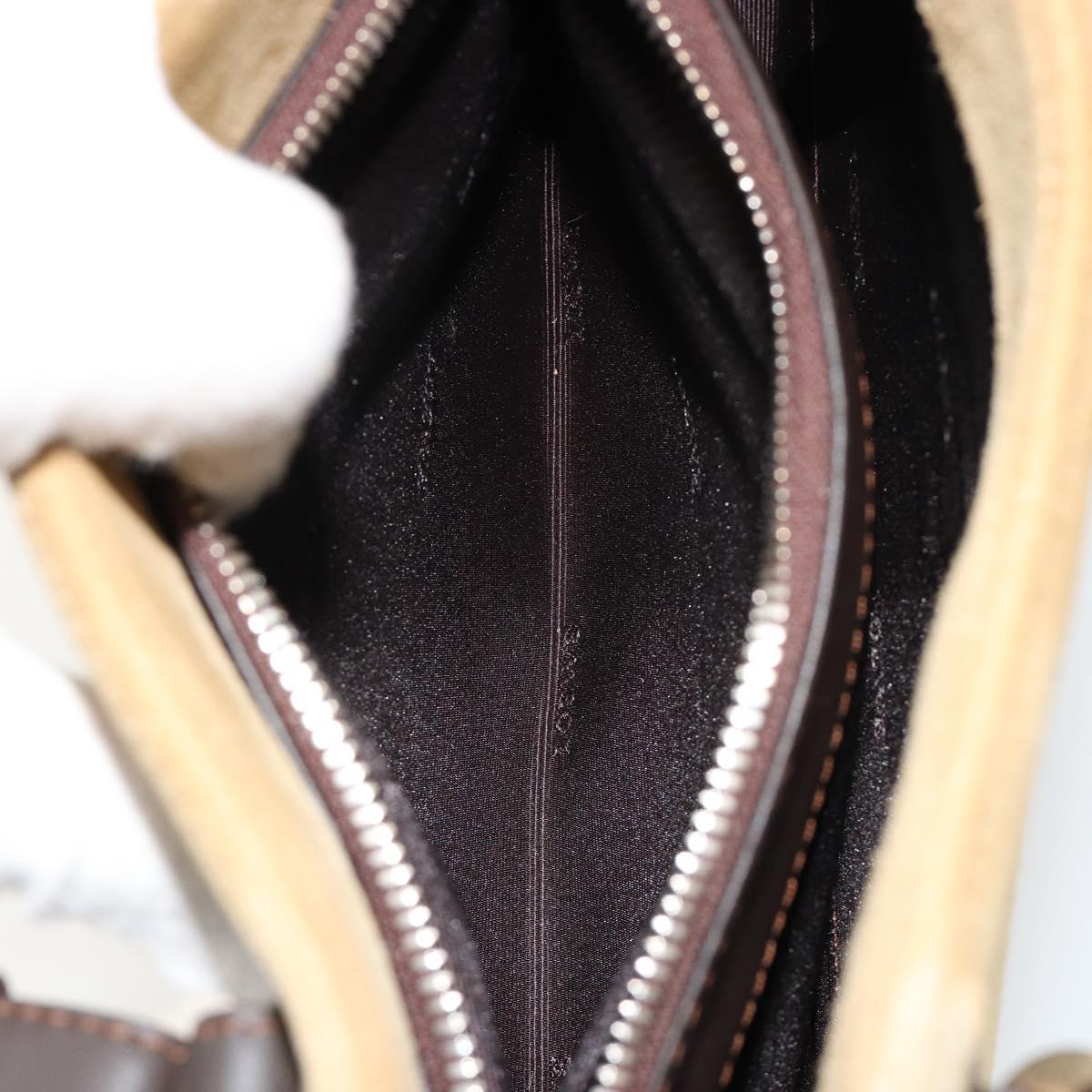 LOEWE Anagram Hand Bag Suede Beige Gold Auth 180719A
