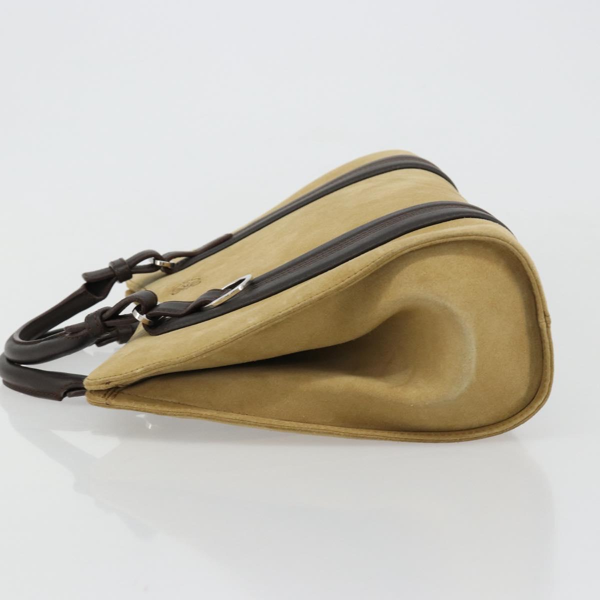 LOEWE Anagram Hand Bag Suede Beige Gold Auth 180719A