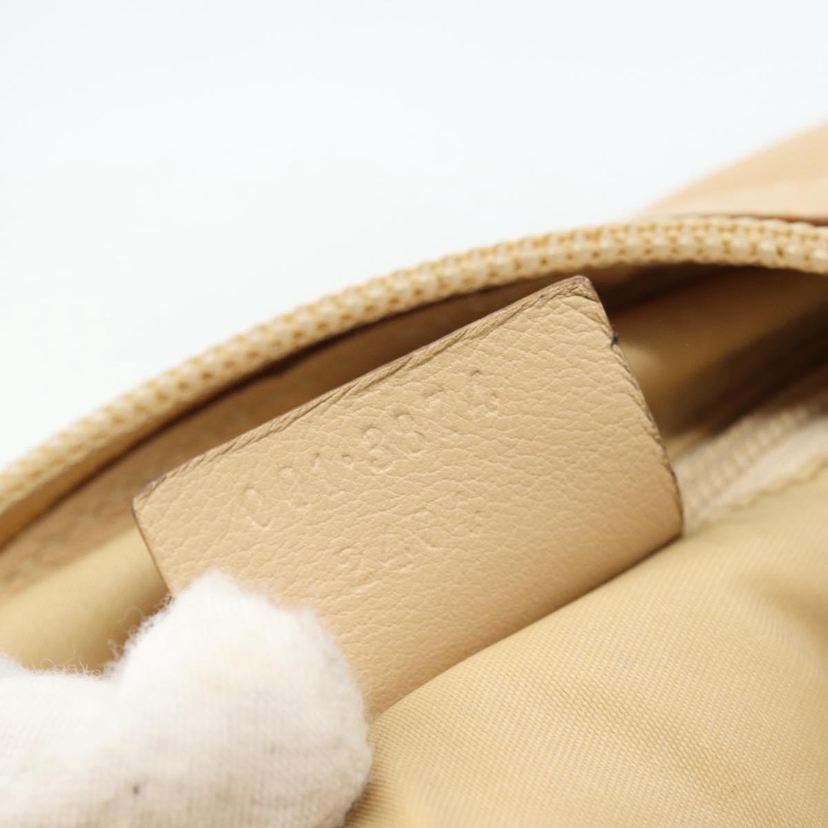 GUCCI Chain Shoulder Bag Leather Beige Silver Auth 180723