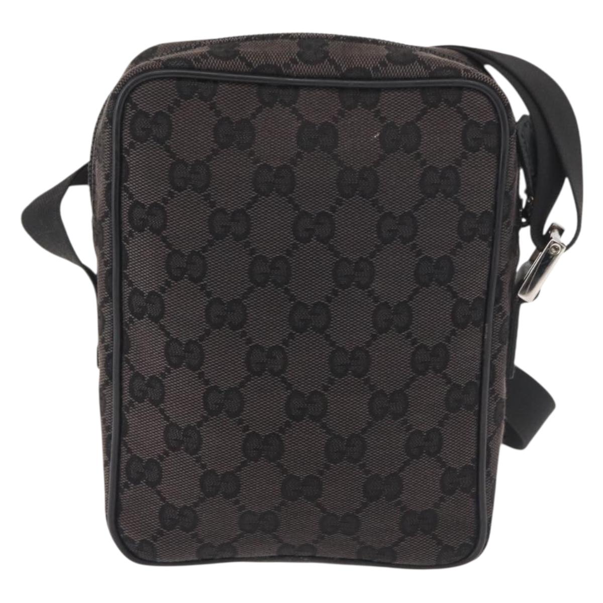 GUCCI GG Canvas Shoulder Bag Black Silver 018 1619 Auth 180727