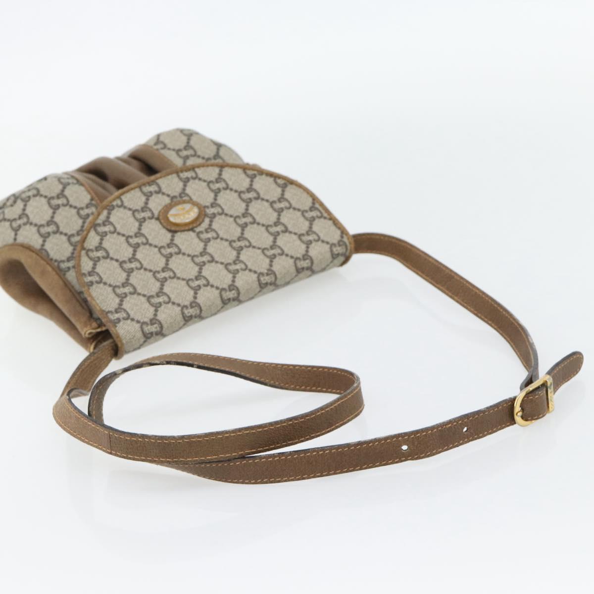 GUCCI GG Plus Supreme Shoulder Bag PVC Beige Gold Auth 180728
