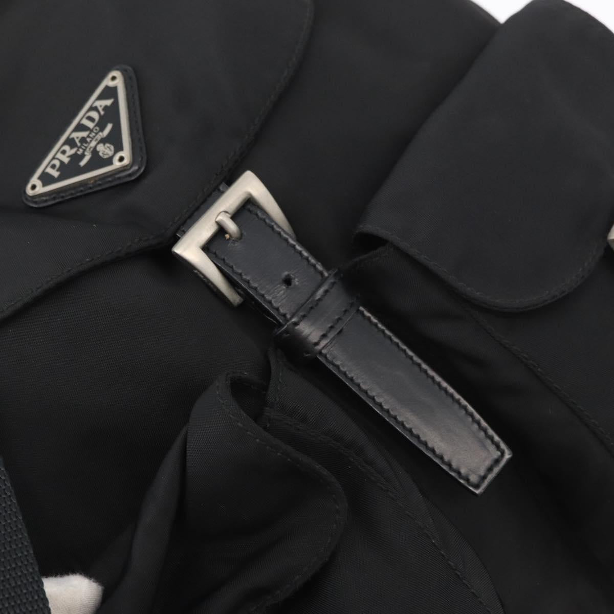 PRADA Backpack Nylon Black Silver Auth 180736A