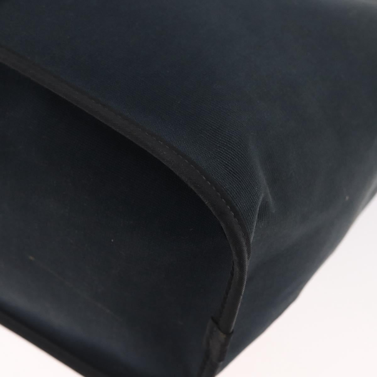 HERMES Cabak Elan Hand Bag Canvas Silver Navy Auth 180754