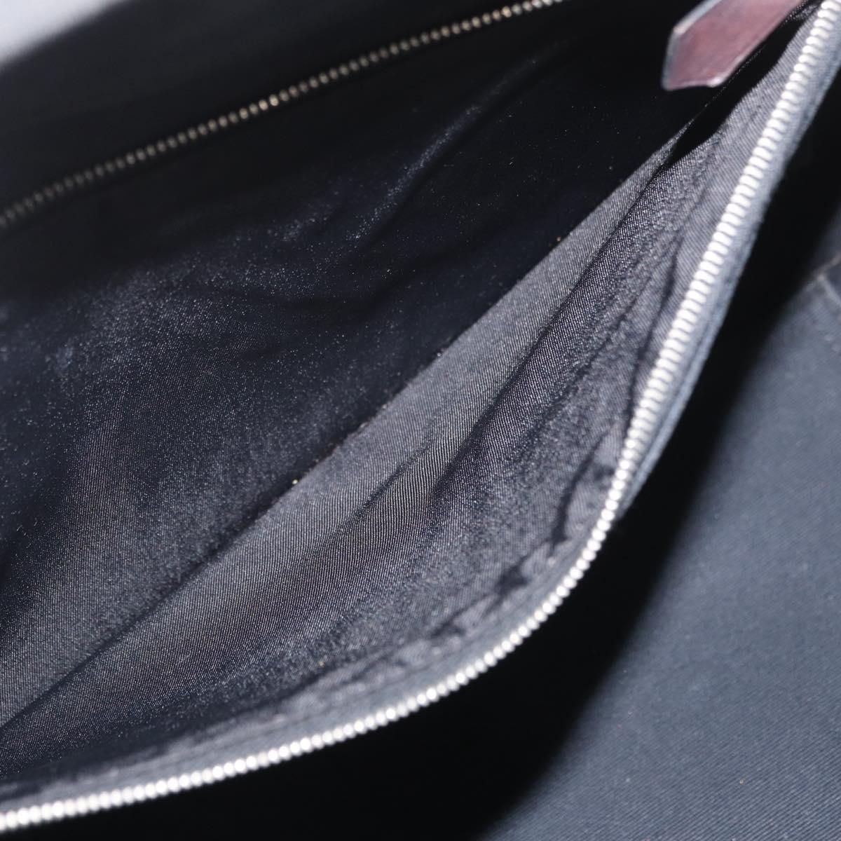 HERMES Cabak Elan Hand Bag Canvas Silver Navy Auth 180754