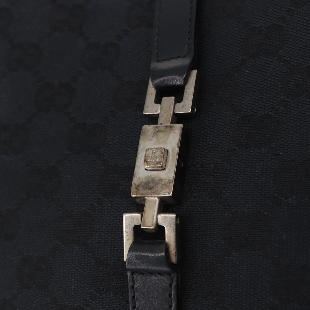 GUCCI GG Canvas Jackie Hand Bag Black Gold 002 1065 Auth 180760