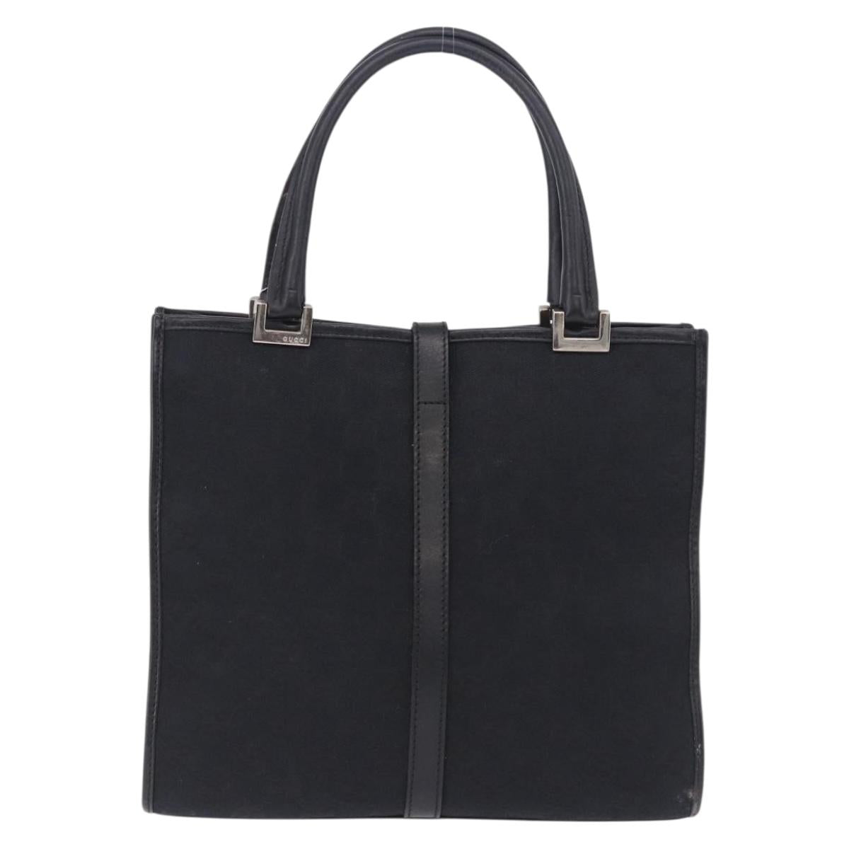 GUCCI GG Canvas Jackie Hand Bag Black Gold 002 1065 Auth 180760