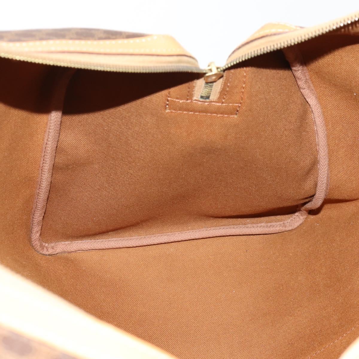 CELINE Macadam Canvas Boston Bag PVC Leather Brown Gold Auth 180777A