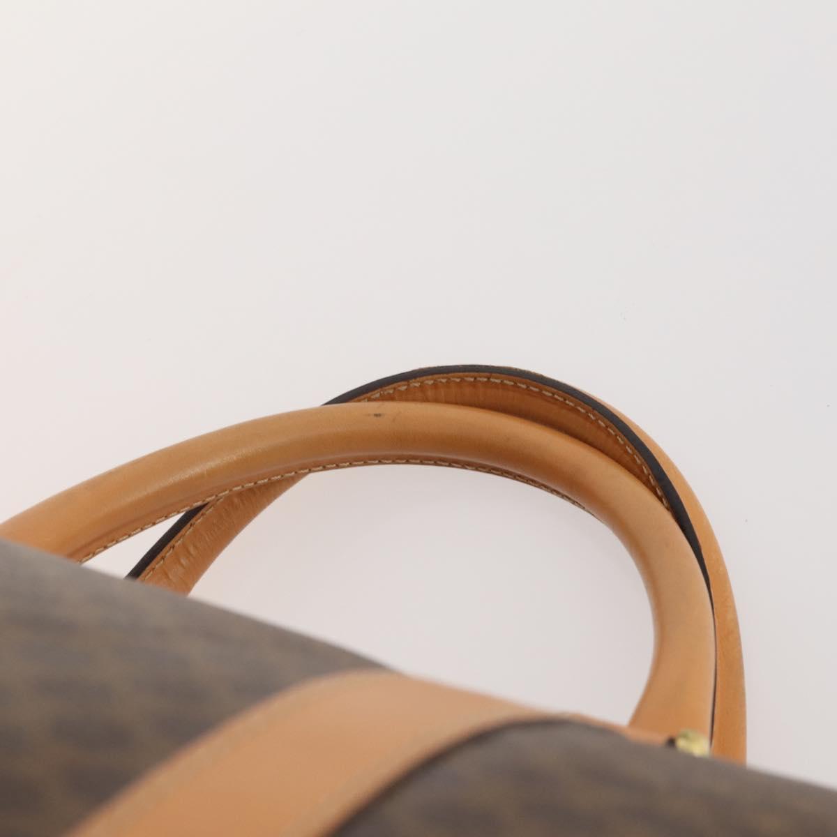 CELINE Macadam Canvas Boston Bag PVC Leather Brown Gold Auth 180777A