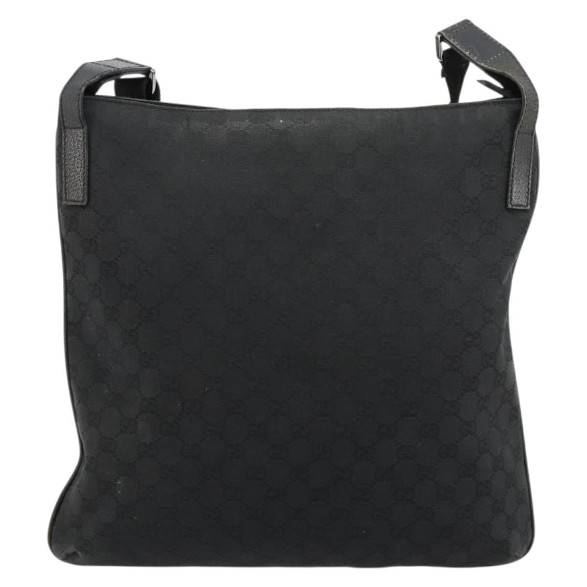GUCCI GG Canvas Shoulder Bag Black Silver 122791 Auth 180778