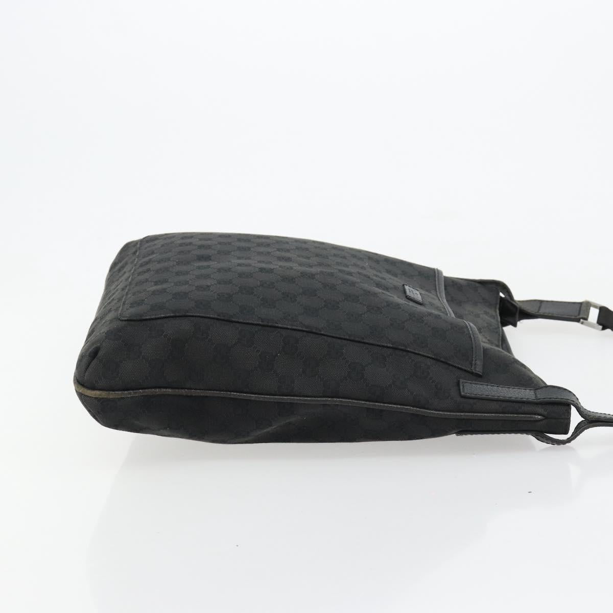 GUCCI GG Canvas Shoulder Bag Black Silver 122791 Auth 180778