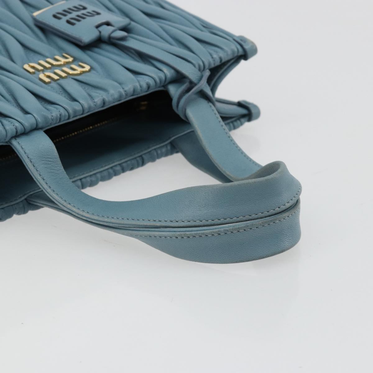 Miu Miu Hand Bag Leather Blue Gold Auth 180783A